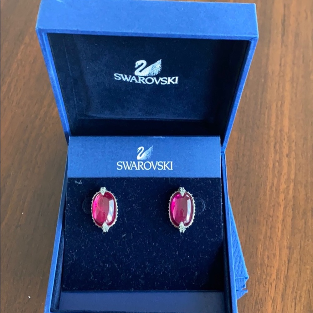 New in Box Swarovski Burgundy Earrings